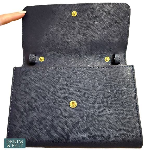 Michael Kors Navy Blue Saffiano Leather Wallet with Gold Hardware Classic - Picture 3 of 10